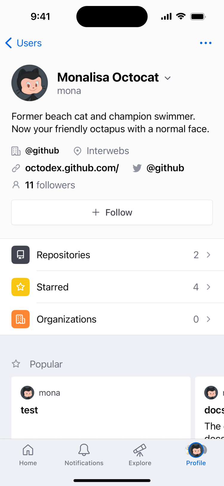 GitHub Mobile Accounts