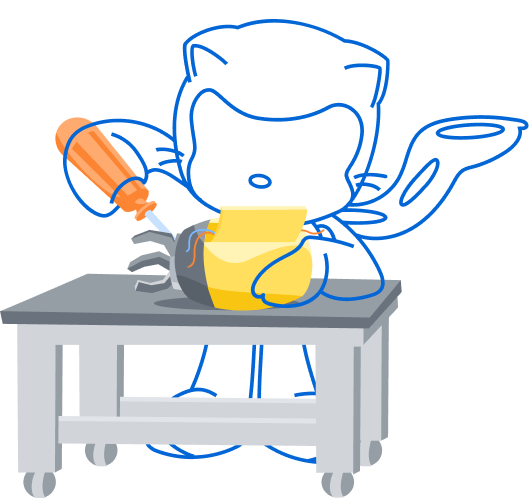 github mascotte mona working with an object