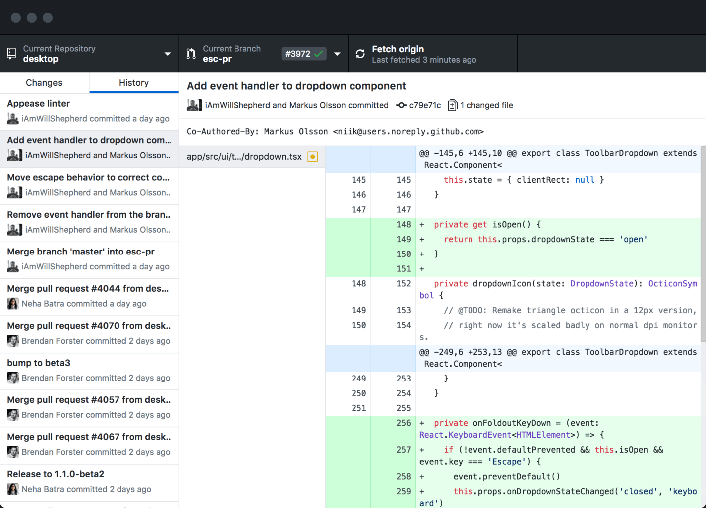 github desktop squash